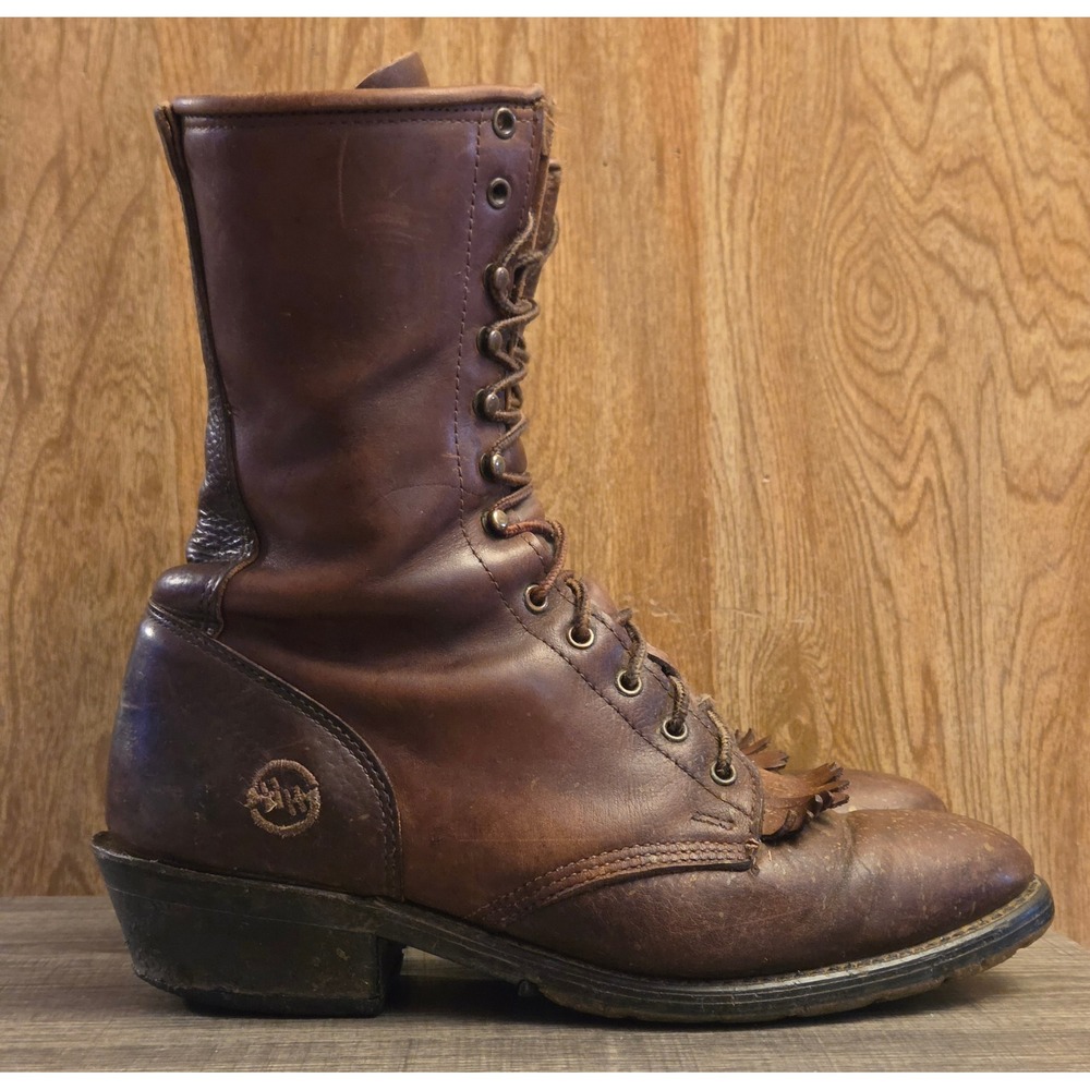 Double-H Lacer Lace Up Boots Mens Size 8.5 EE Brown Leather
